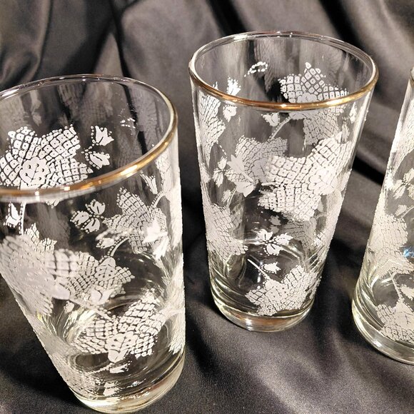 4 Perfect Libbey Vintage Raised Frosted with Gold Rim 10 oz. Glasses - Picture 4 of 4